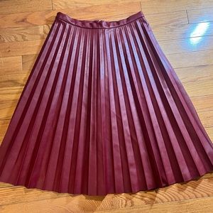 JCREW Faux Leather Pleated Midi Skirt